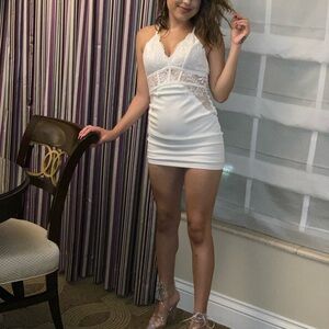 Boohoo White Lace Mini Dress